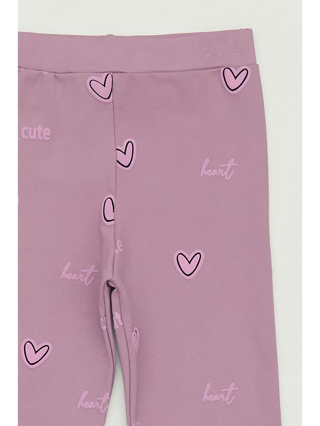 Pembe Kalp Baskılı Kız Çocuk Tayt-2