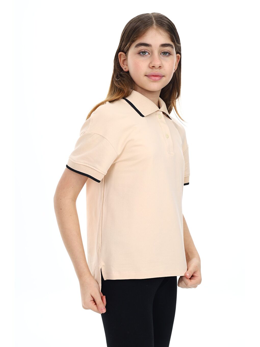 Bej Kız Çocuk Baskılı Tişört-4