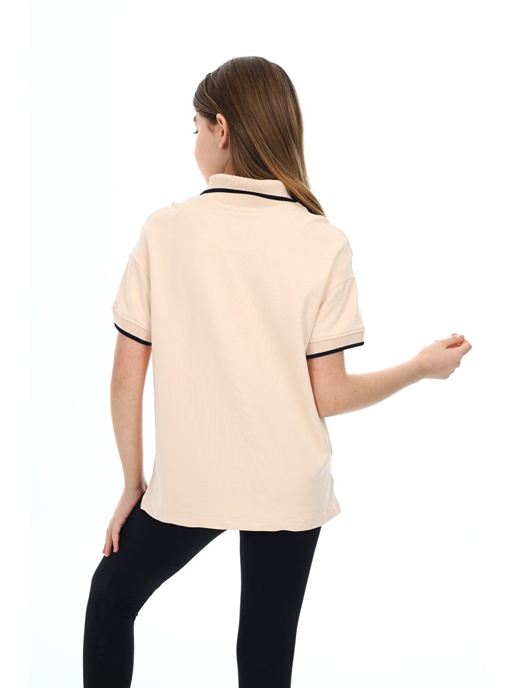 Bej Kız Çocuk Baskılı Tişört-5