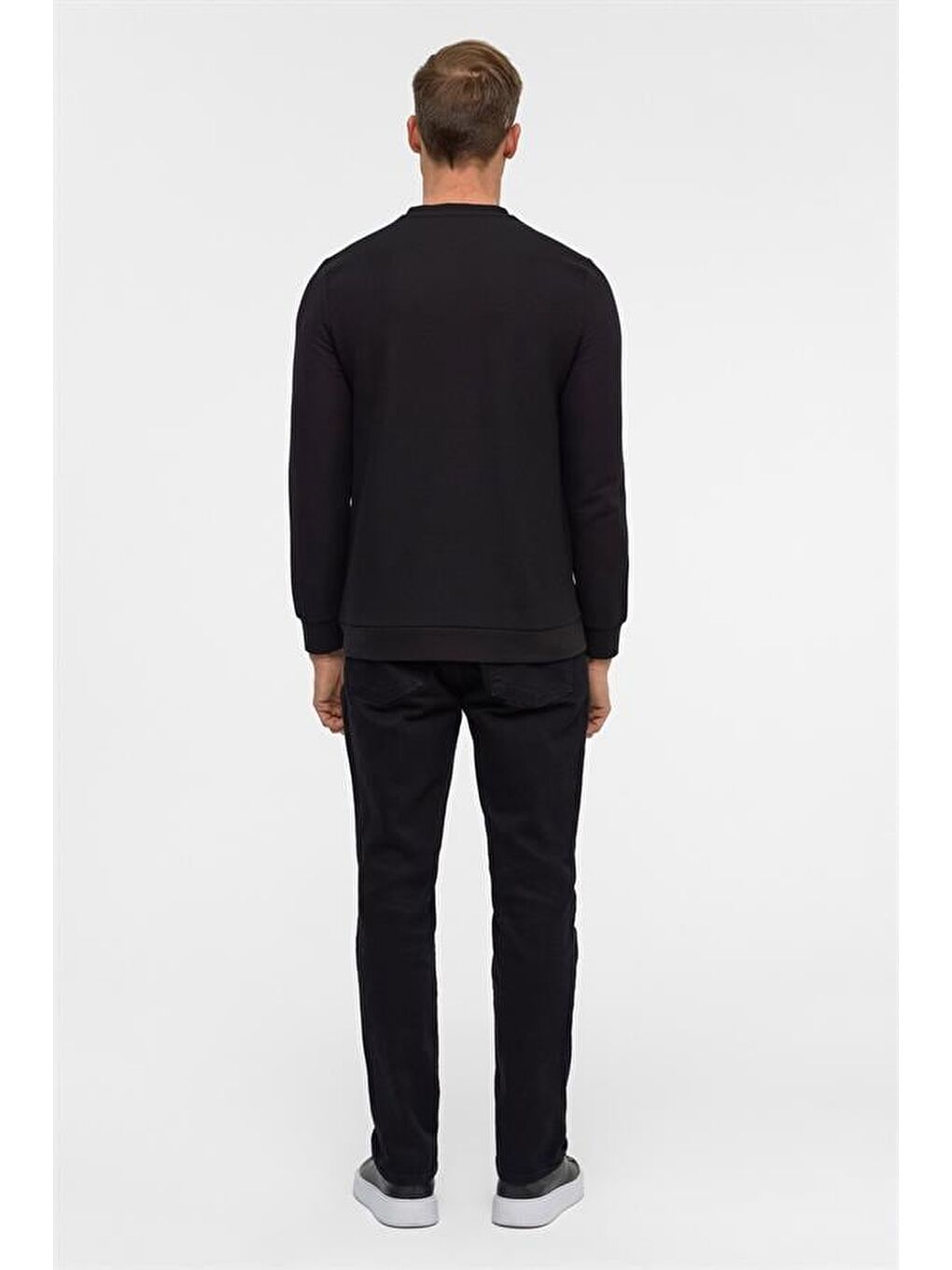 Siyah Regular V Yaka Sweatshirt-5