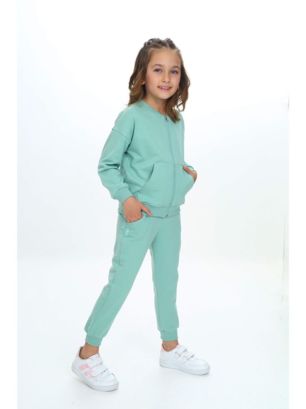 Yeşil Kız Çocuk Nakışlı Eşofman Takım-1