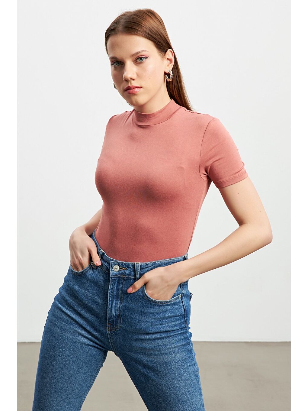 Pembe Kadın Gülkurusu Kısa Kol Bluz-1