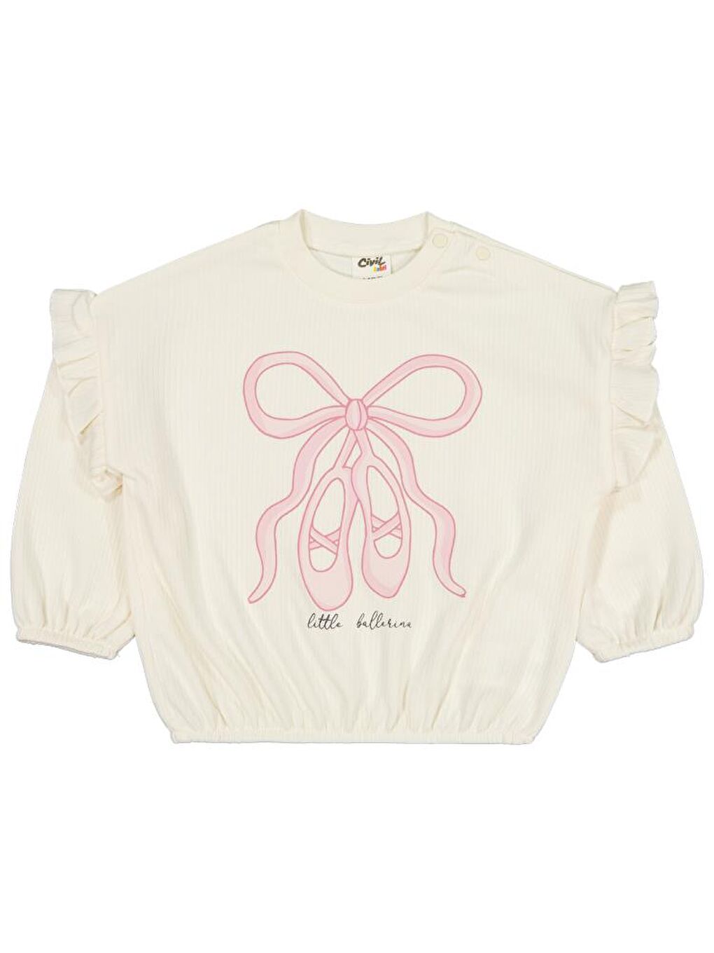 Baby Balerin Ayakkabı 6-18 Ay Sweatshirt - Ekru 6-9 Ay-1