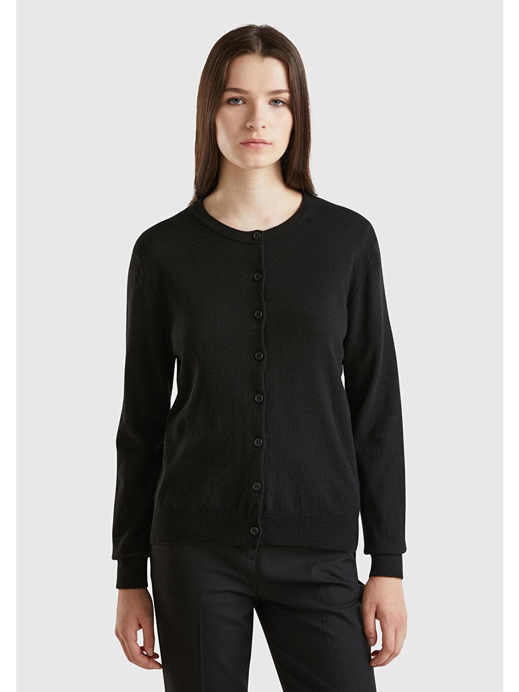 Kadın Siyah Kaşmir Karışımlı Hırka