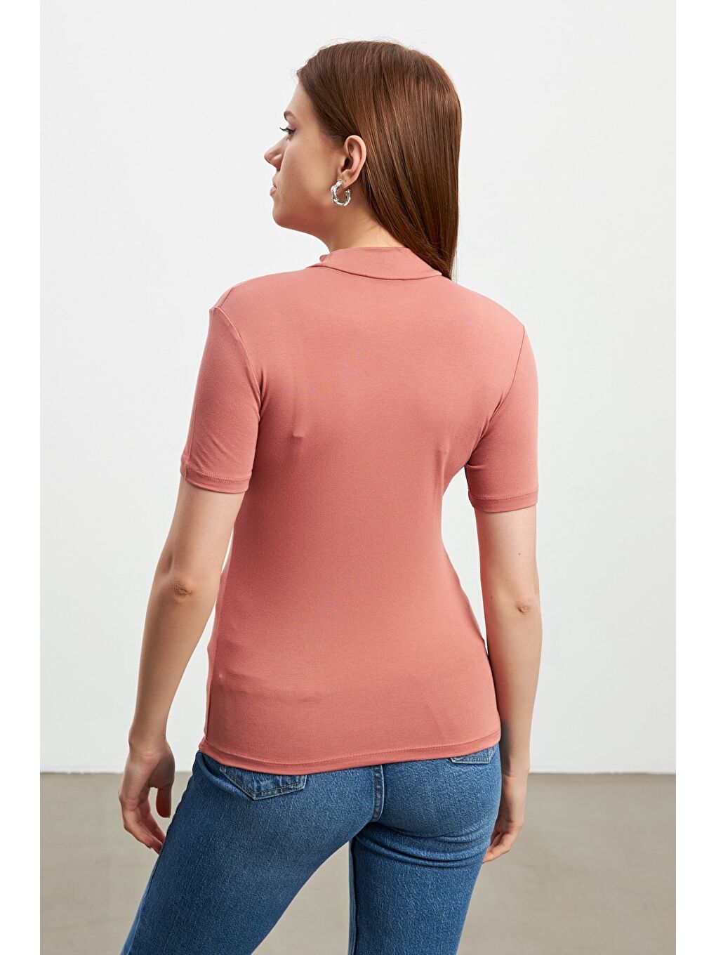 Pembe Kadın Gülkurusu Kısa Kol Bluz-2