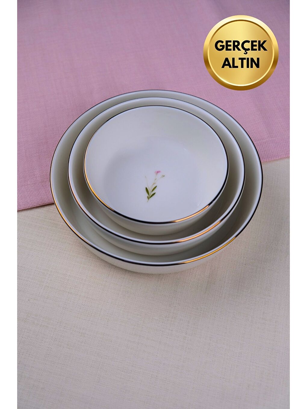 Karışık Porselen Natura Çuha Altın Yaldızlı Kase Seti 3 Parça-1