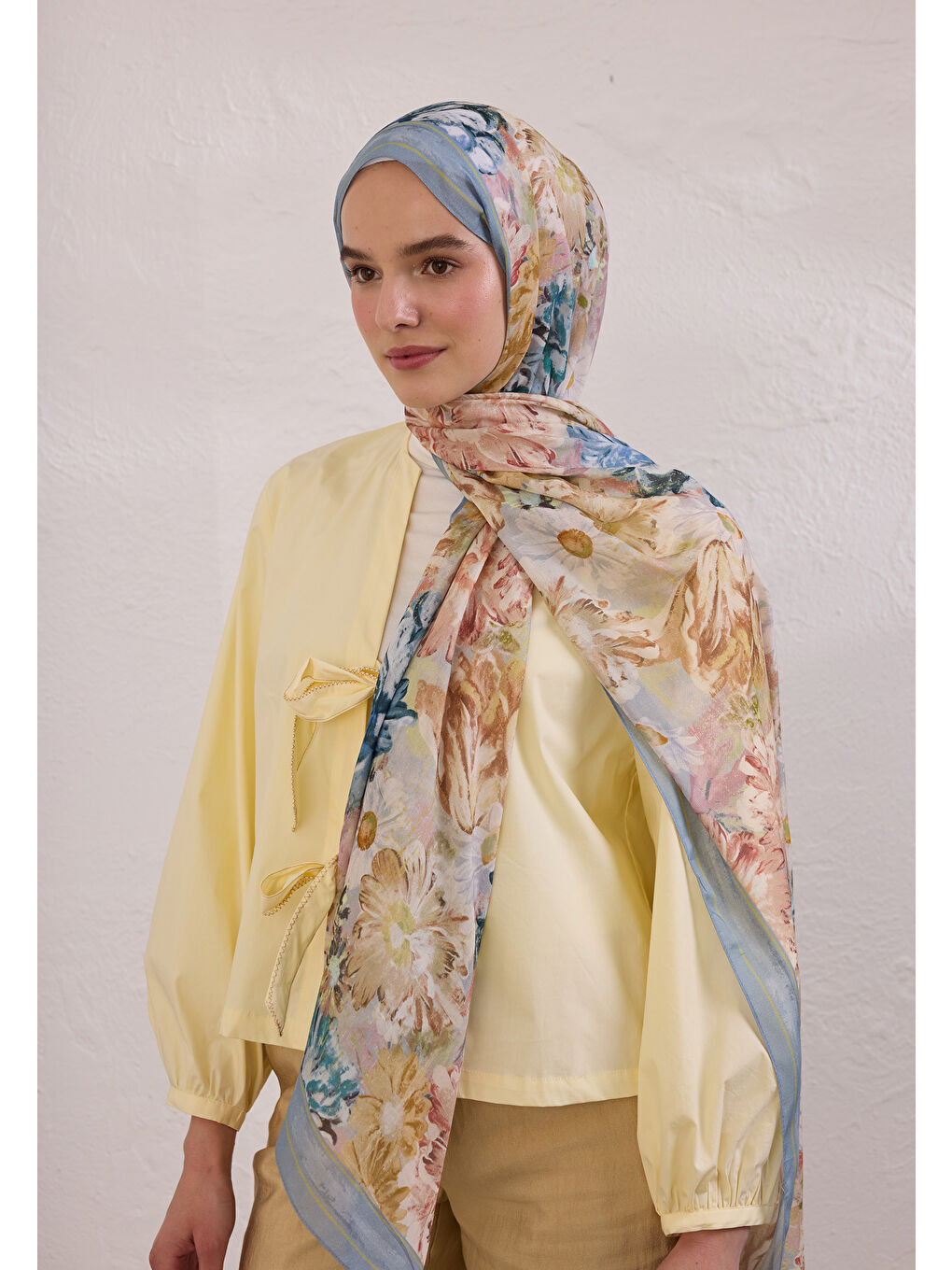 Jasmıne Joy Desen Rami Şal Mavi-1