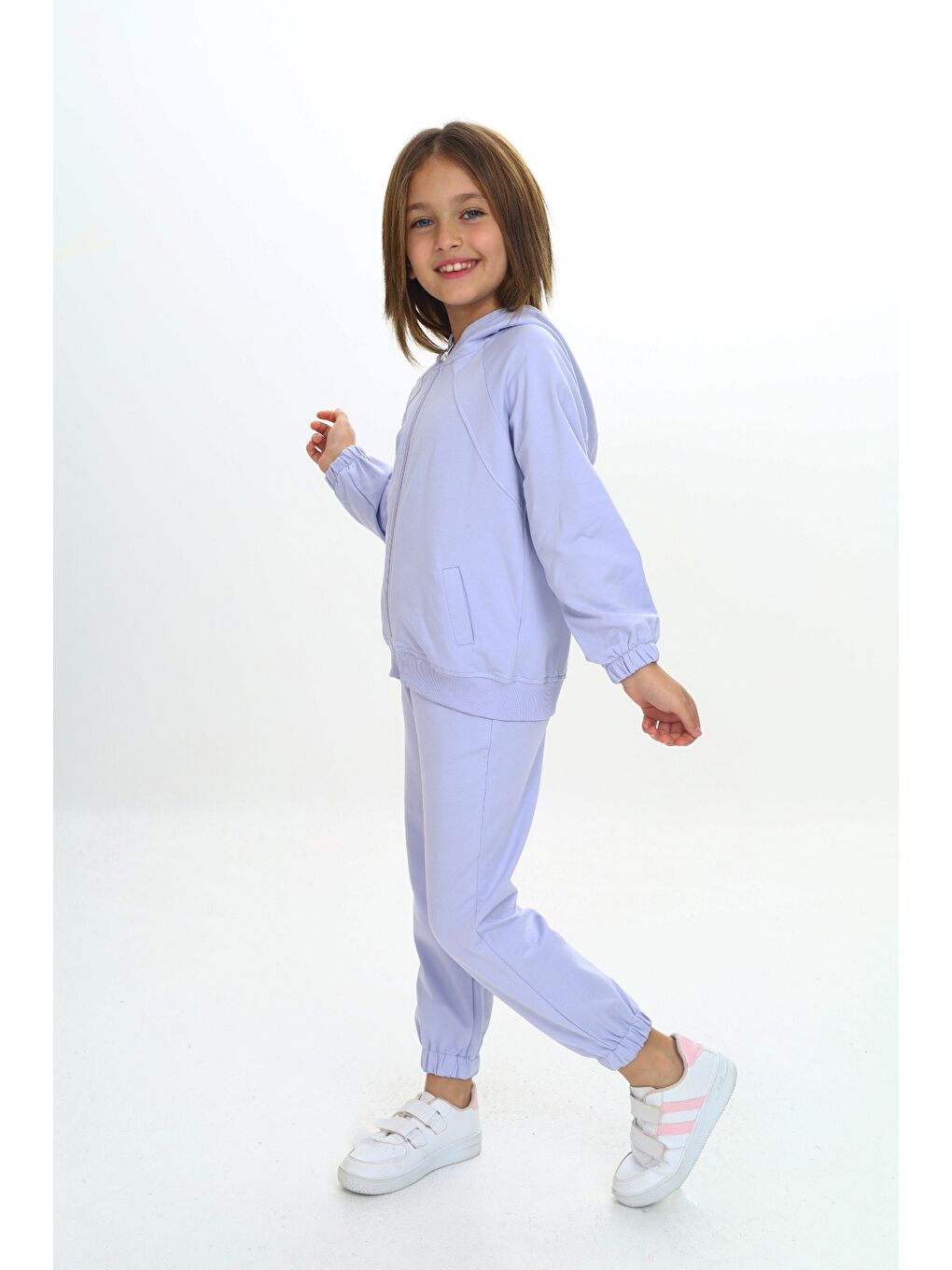 Lila Kız Çocuk Kapüşonlu Eşofman Takım-1