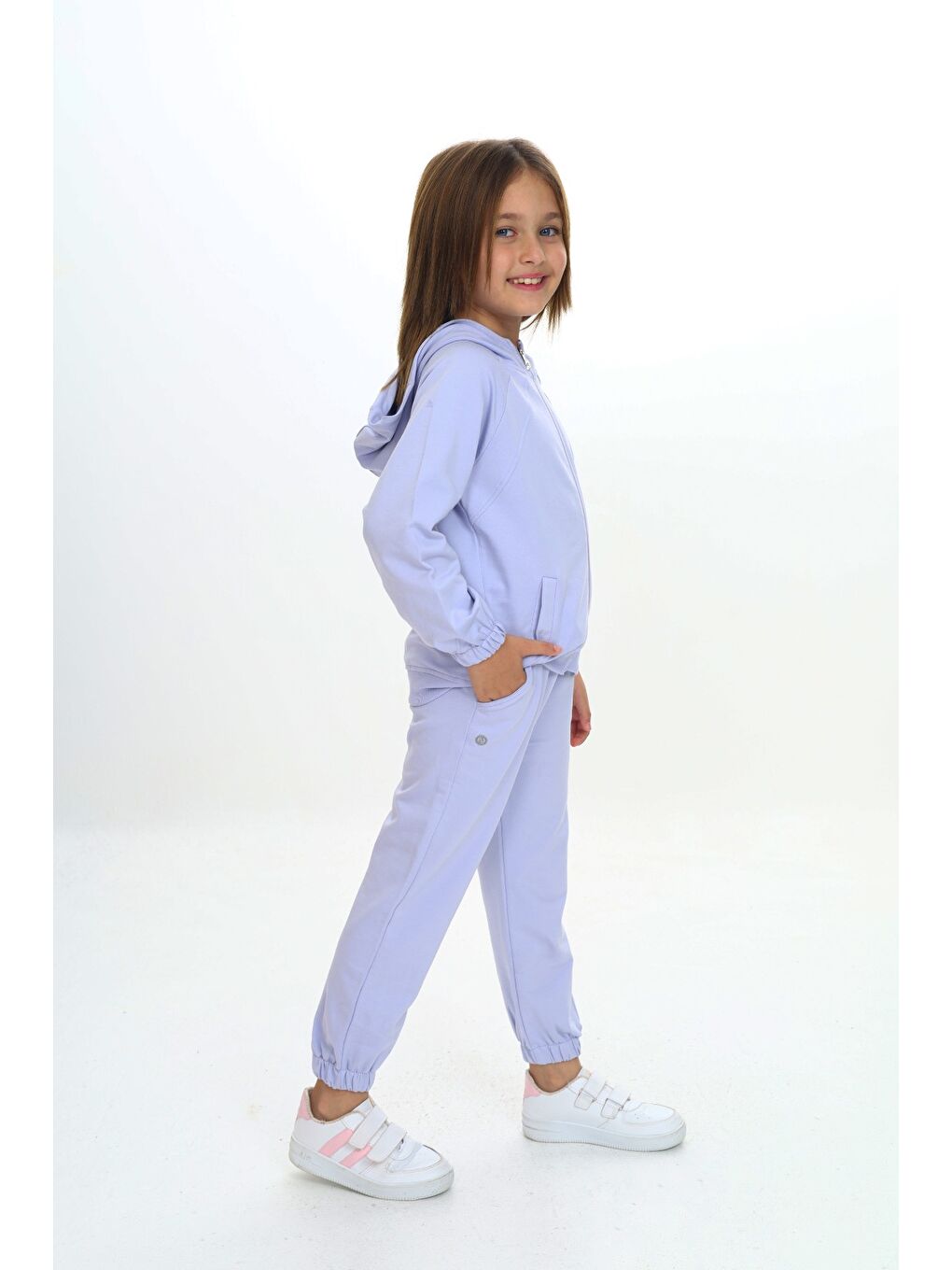 Lila Kız Çocuk Kapüşonlu Eşofman Takım-2