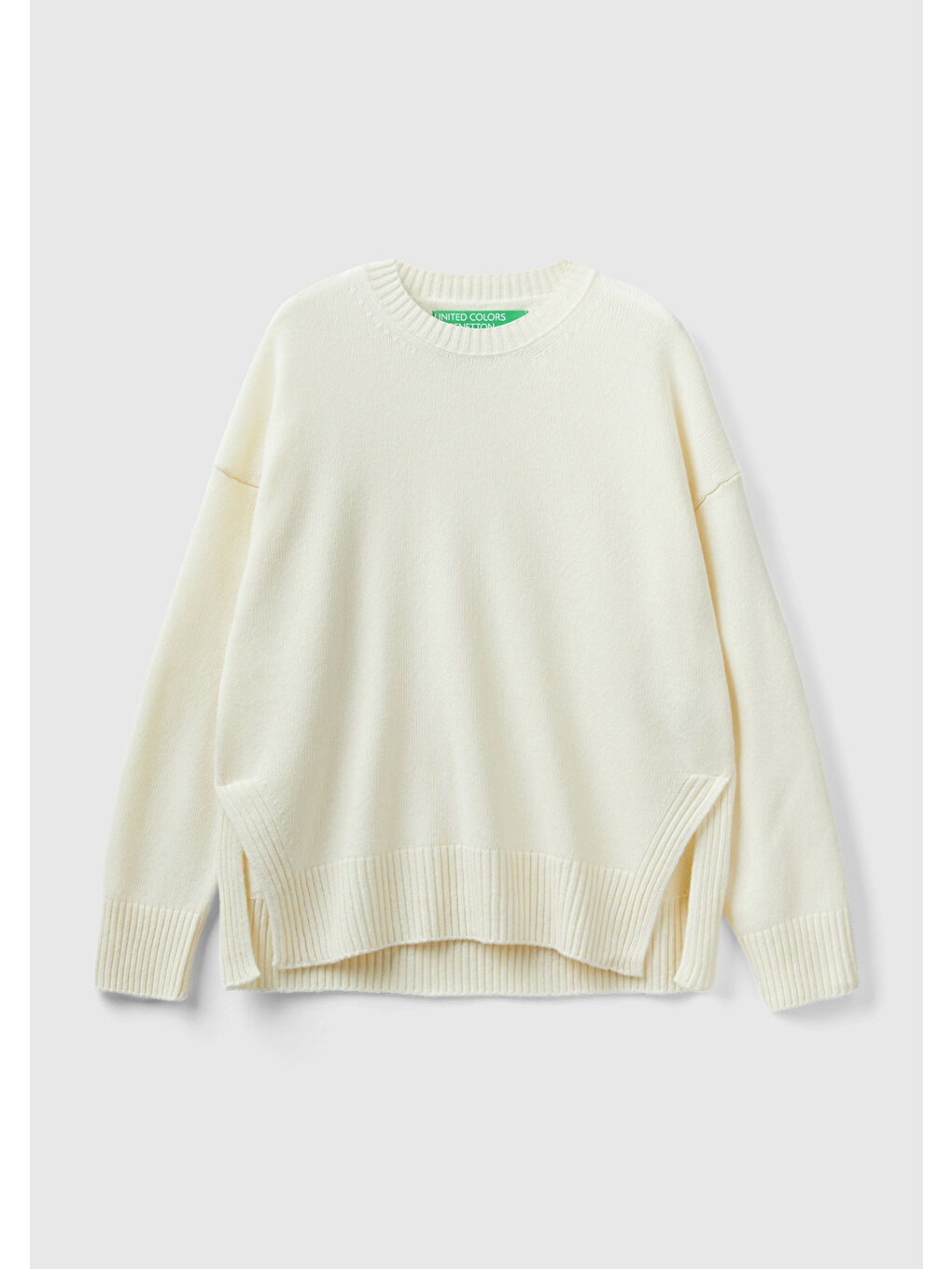 Bej Kadın Vanilya Yün Karışımlı Boxy Fit Kazak-1