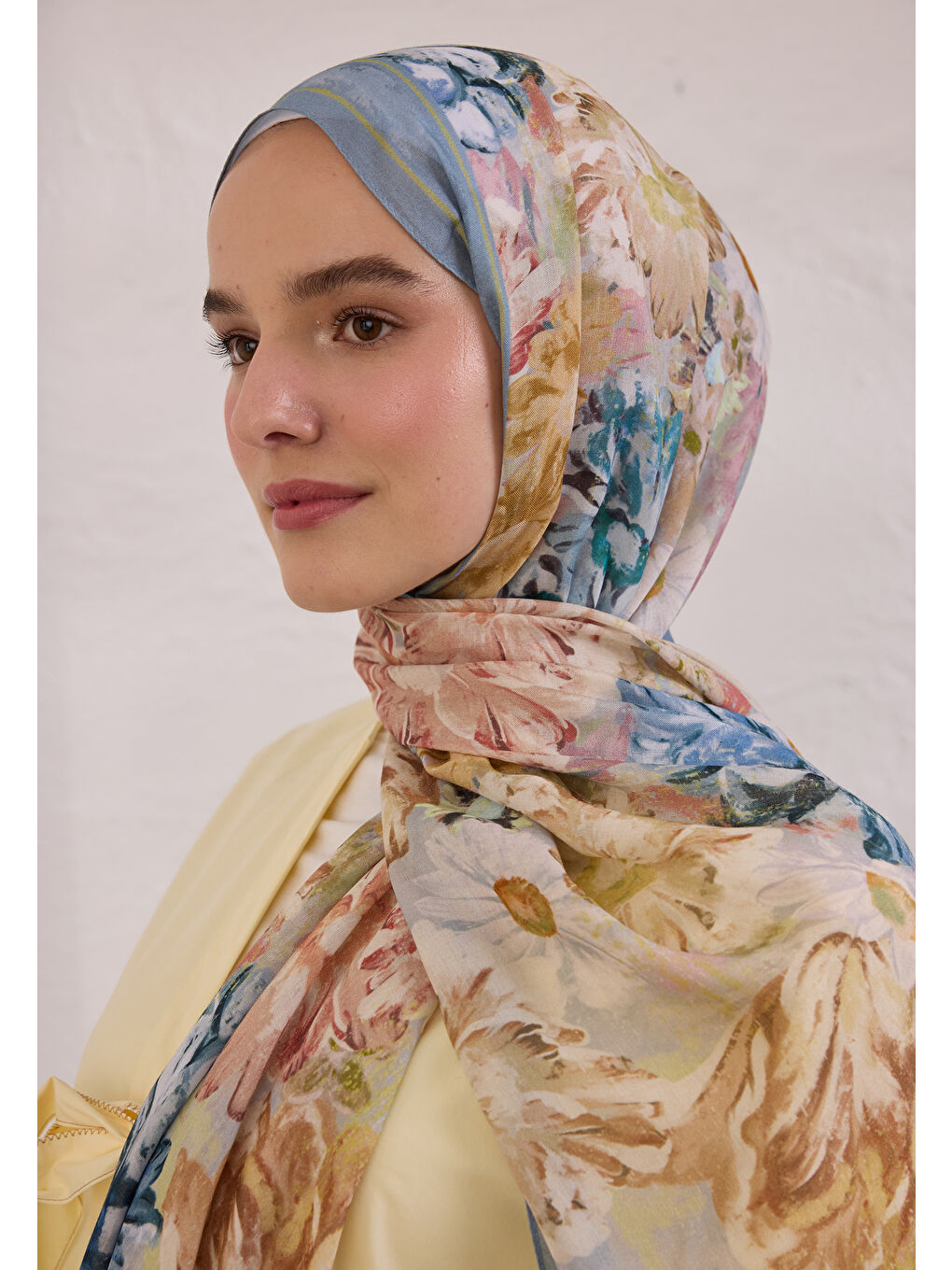 Jasmıne Joy Desen Rami Şal Mavi-3