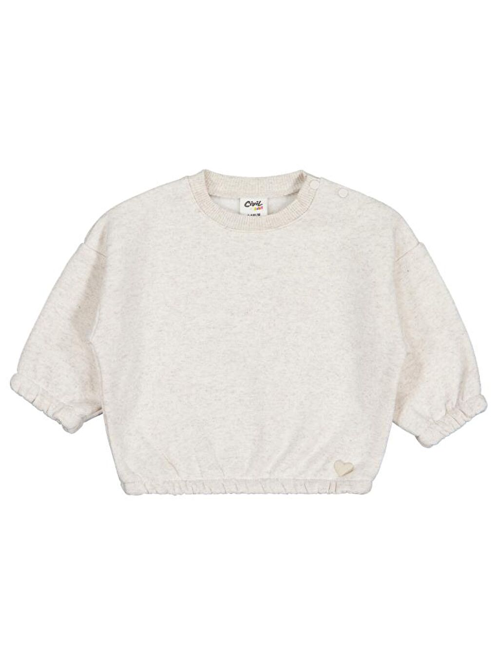 Baby Kalp Nakışlı Basic 6-18 Ay Sweatshirt - Bej 9-12 Ay