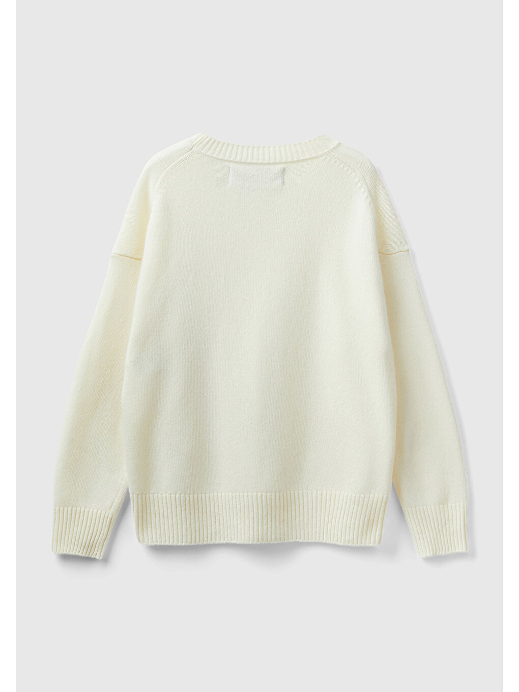 Bej Kadın Vanilya Yün Karışımlı Boxy Fit Kazak-3