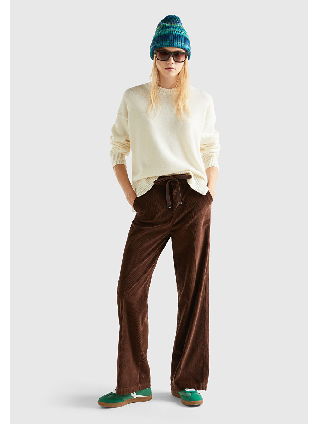 Bej Kadın Vanilya Yün Karışımlı Boxy Fit Kazak-4