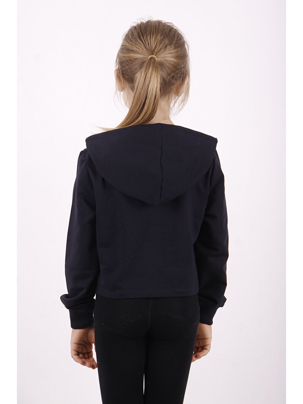 Lacivert Kız Çocuk Yazı Baskılı Sweatshirt-1