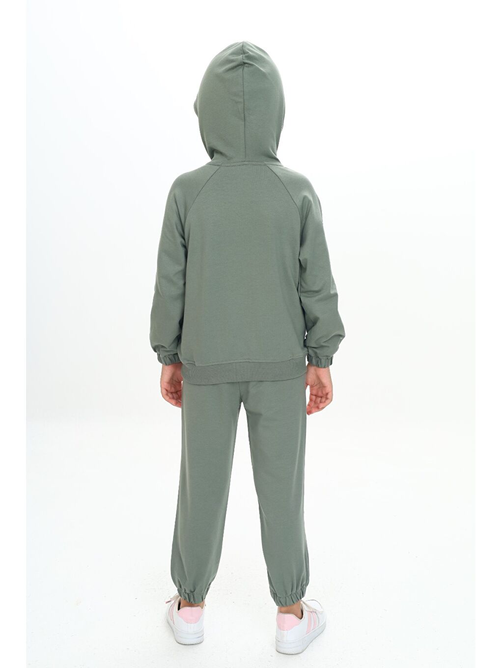 Yeşil Kız Çocuk Kapüşonlu Eşofman Takım-3
