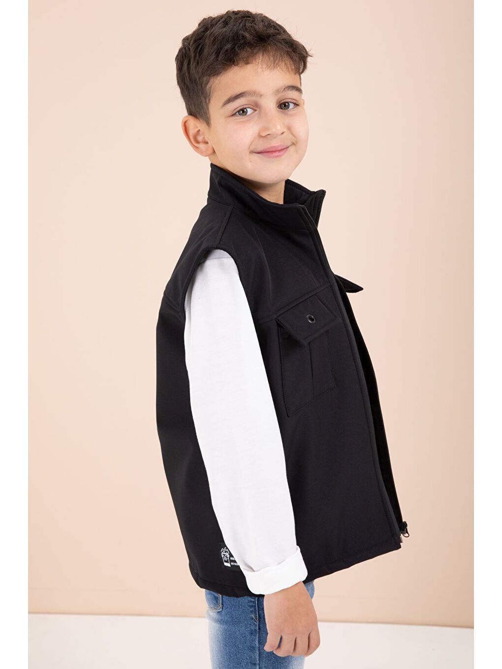 Siyah Sıfır Kol Yelekli Badili Erkek Çocuk 3lü Pantolonlu Takım 23486-2