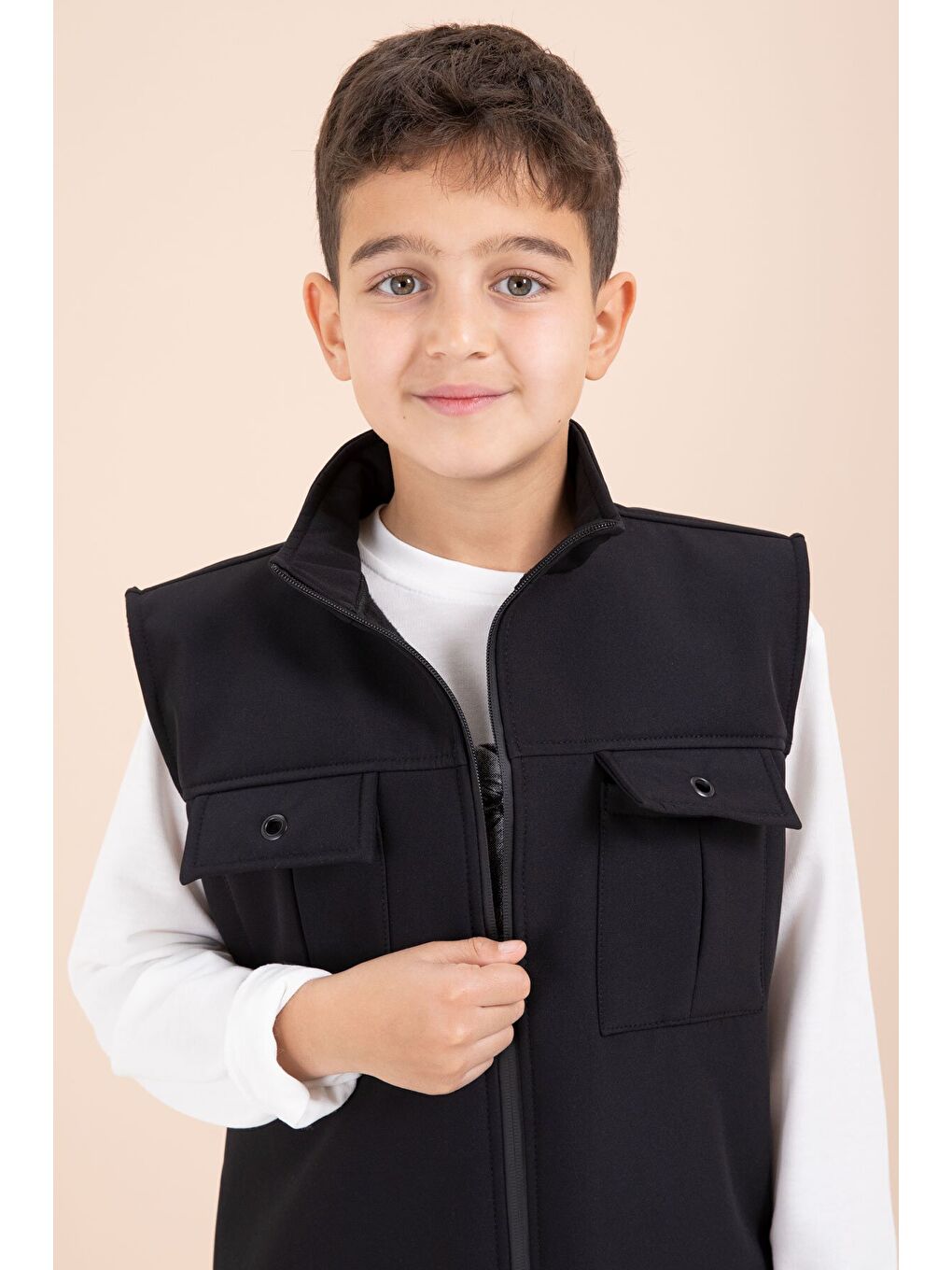 Siyah Sıfır Kol Yelekli Badili Erkek Çocuk 3lü Pantolonlu Takım 23486-3