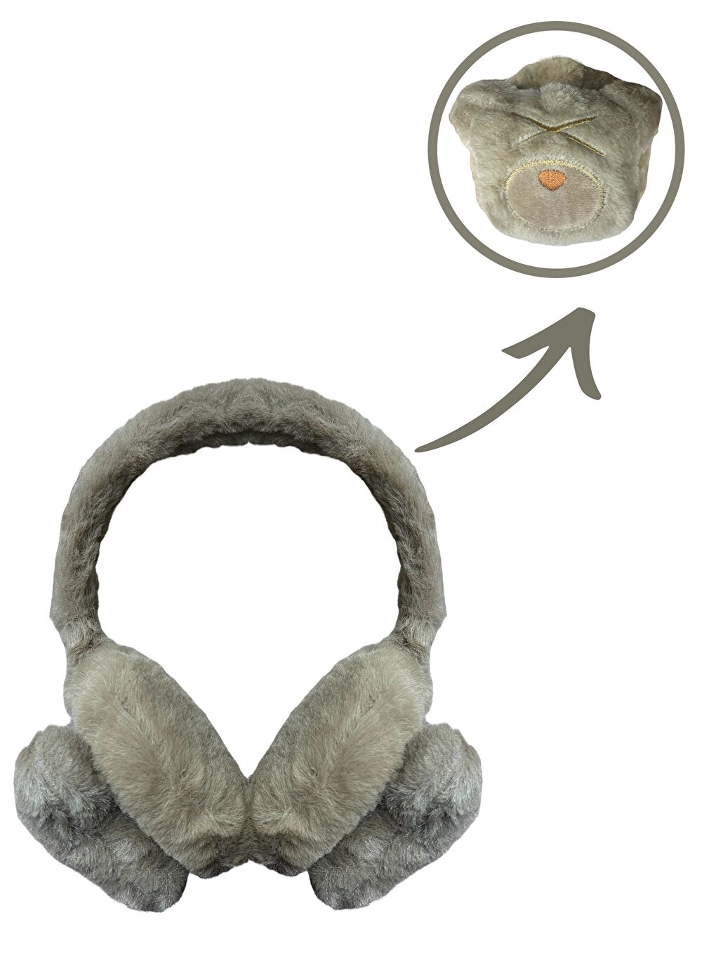 Çocuk Kahverengi  3D Ayıcık Detaylı Pelüş Kışlık Kulaklık-2