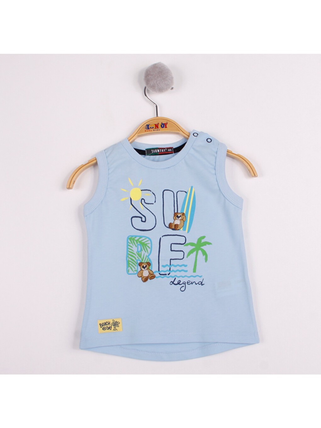 Mavi Erkek Bebek Surf Baskılı Atlet