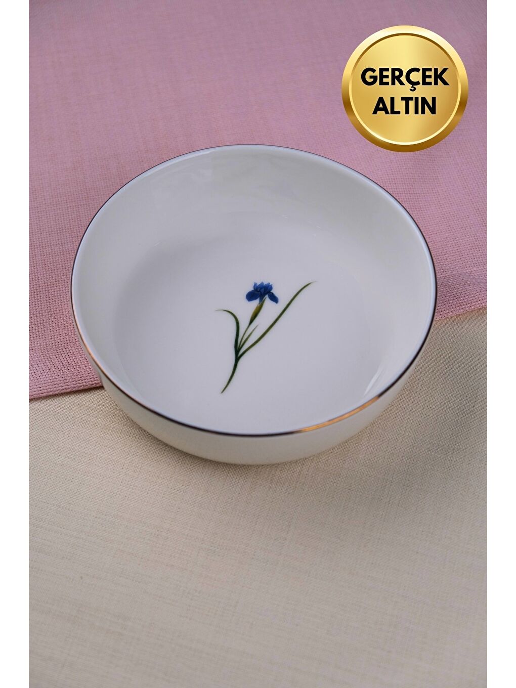 Karışık Porselen Natura İris Altın Yaldızlı Kase 17x5x4,50cm 730cc 4 lü-2