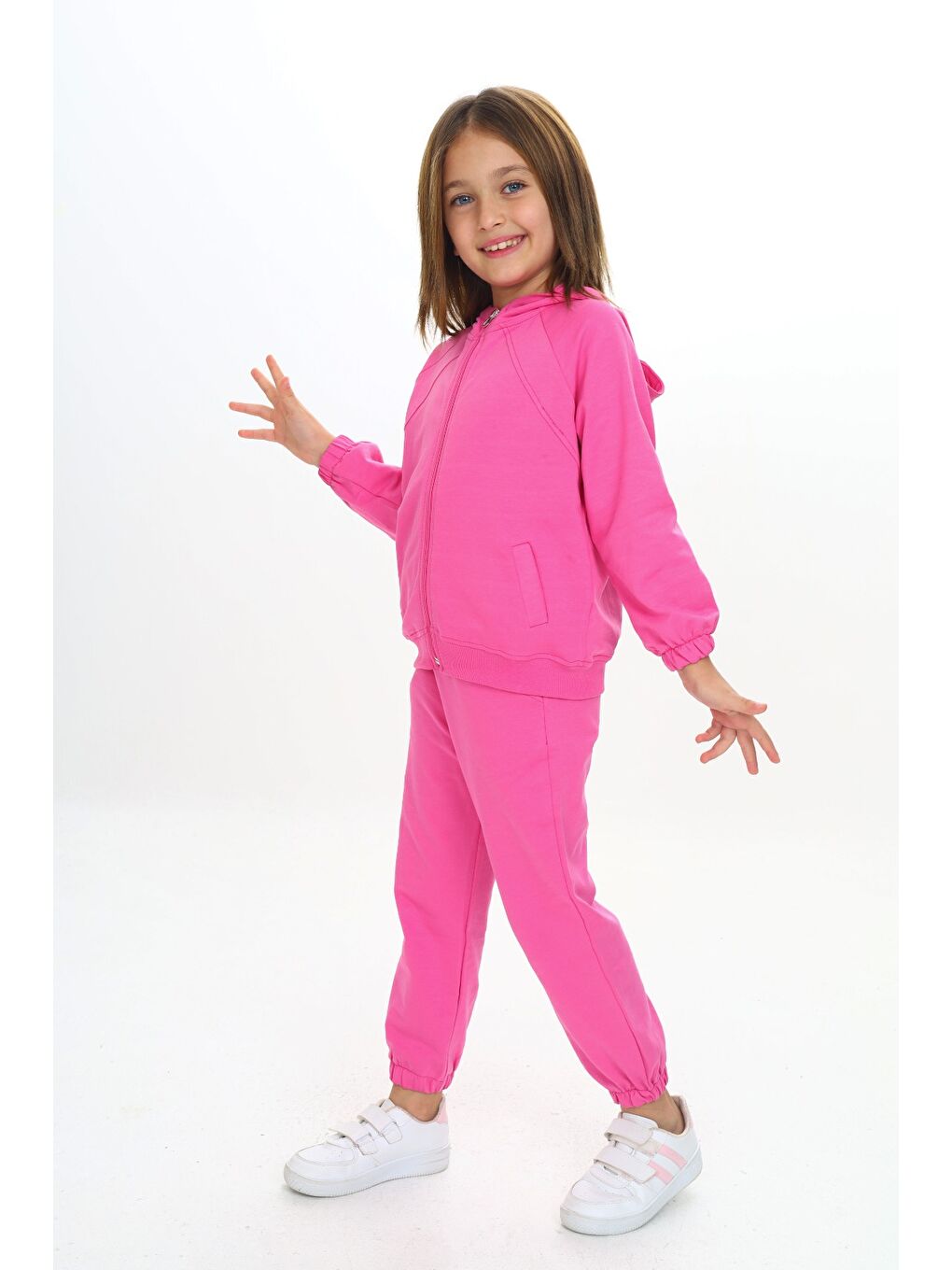 Fuşya Kız Çocuk Kapüşonlu Eşofman Takım-1