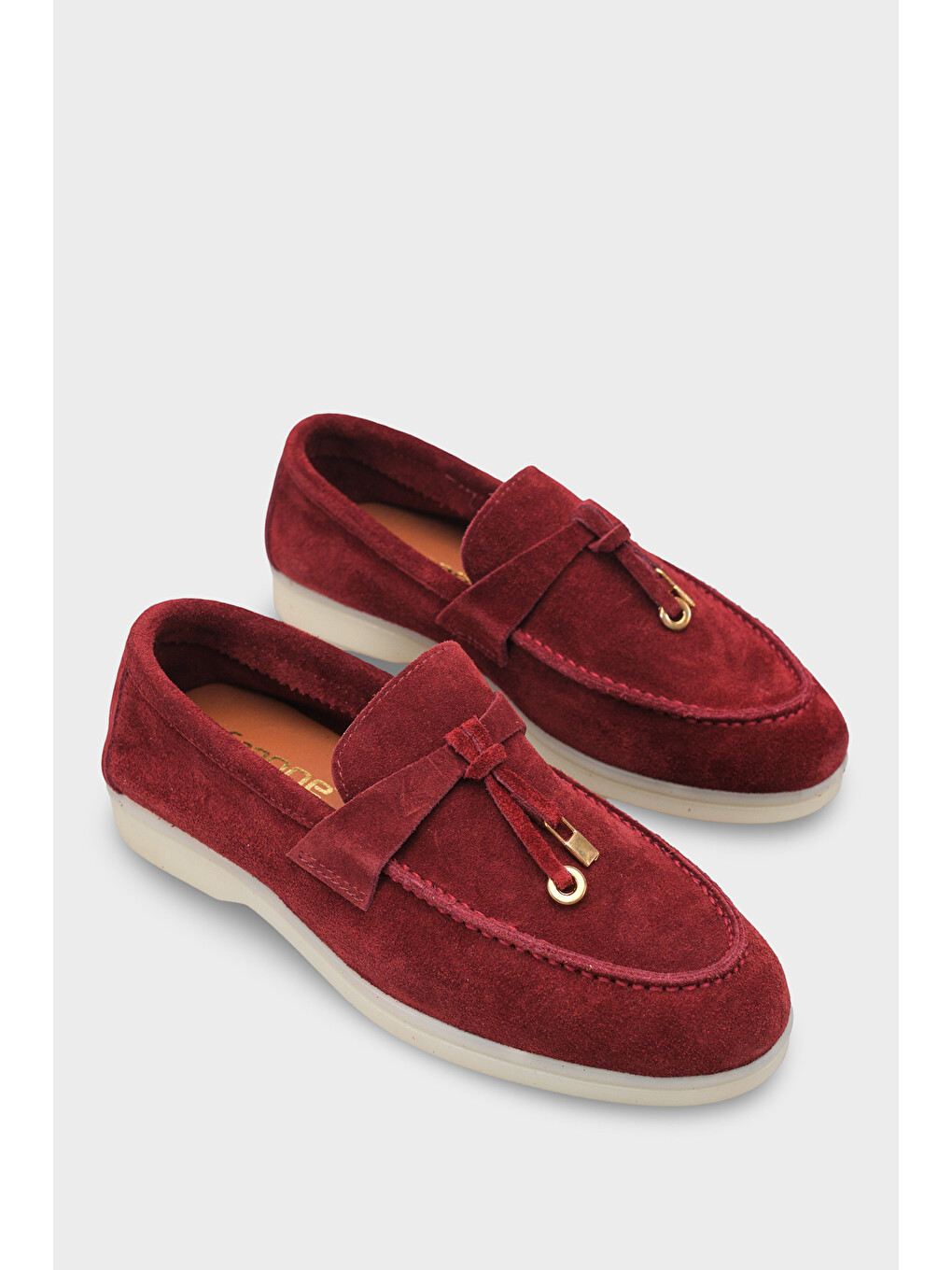 Bordo Vikki Hakiki Deri Kadın Loafer-1