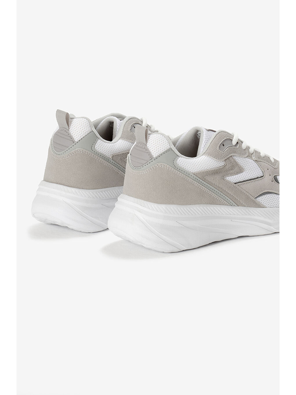 Erkek Gri Beyaz Faylon Taban Nefes Alabilen Kumaş Reflektörlü Dalgalı Desenli Spor Ayakkabı-4