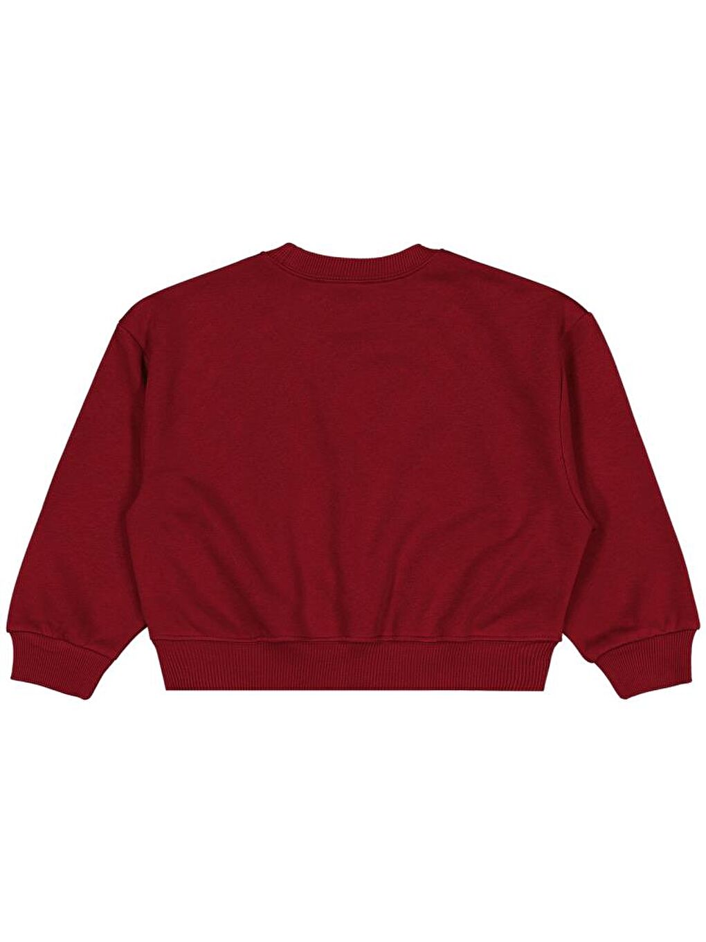 Girls Düz 6-9 Yaş Sweatshirt - Bordo 9-10 Yaş-1