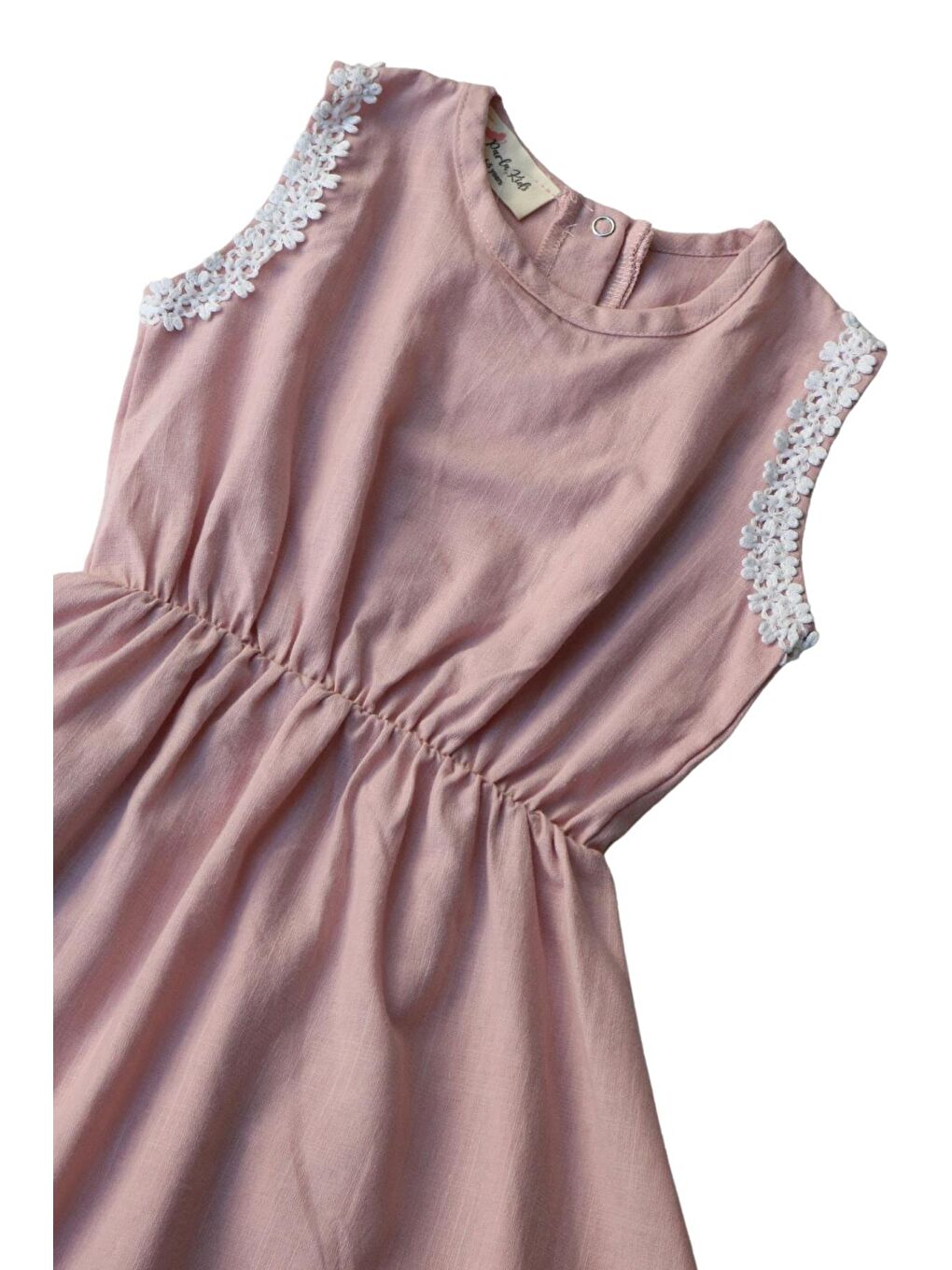 Pembe Kız Çocuk Pudra Elbise Toka Takım-3