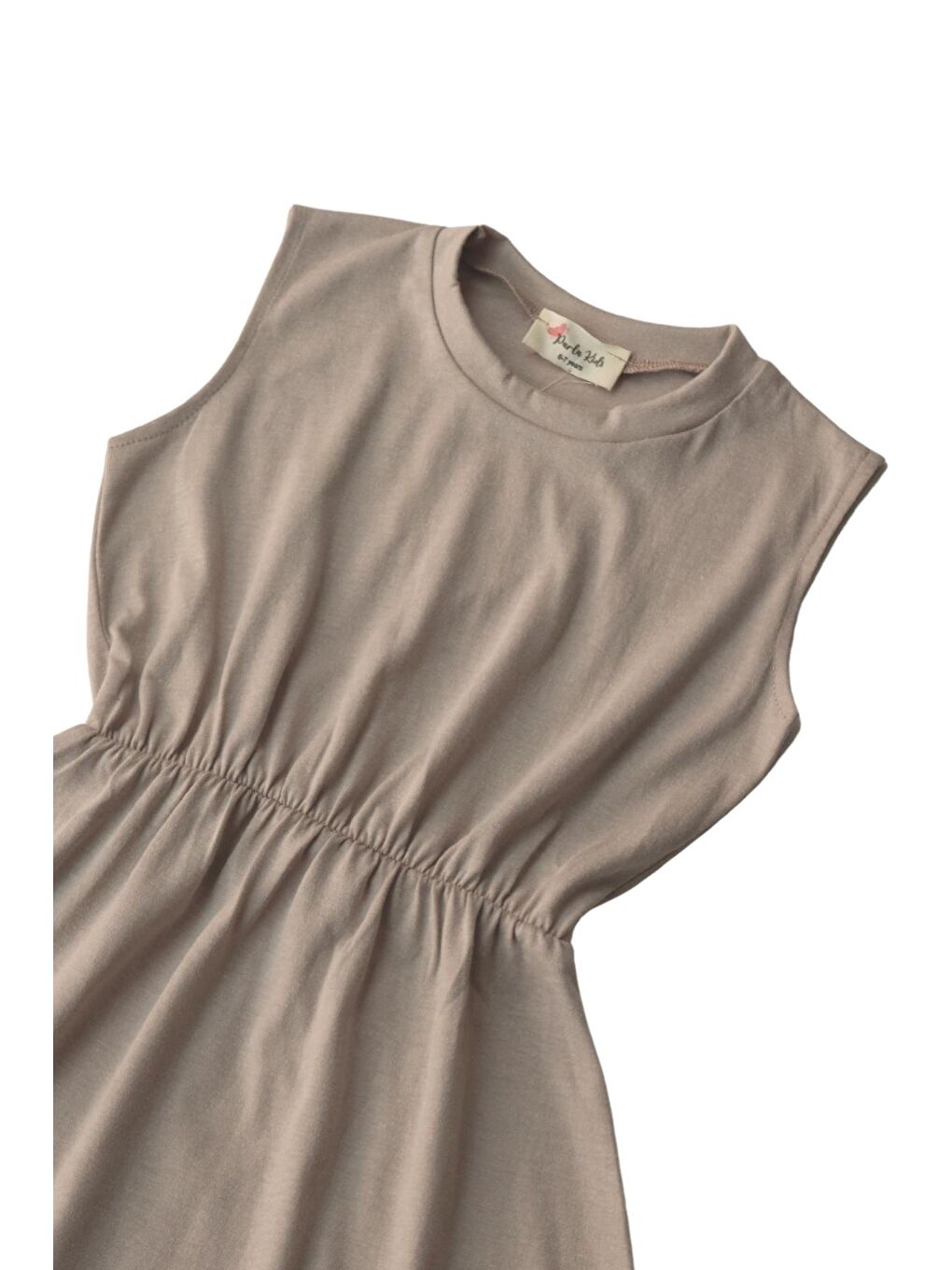 Bej Kız Çocuk Kumbeji Elbise Fiyonk Bandana Takım-3