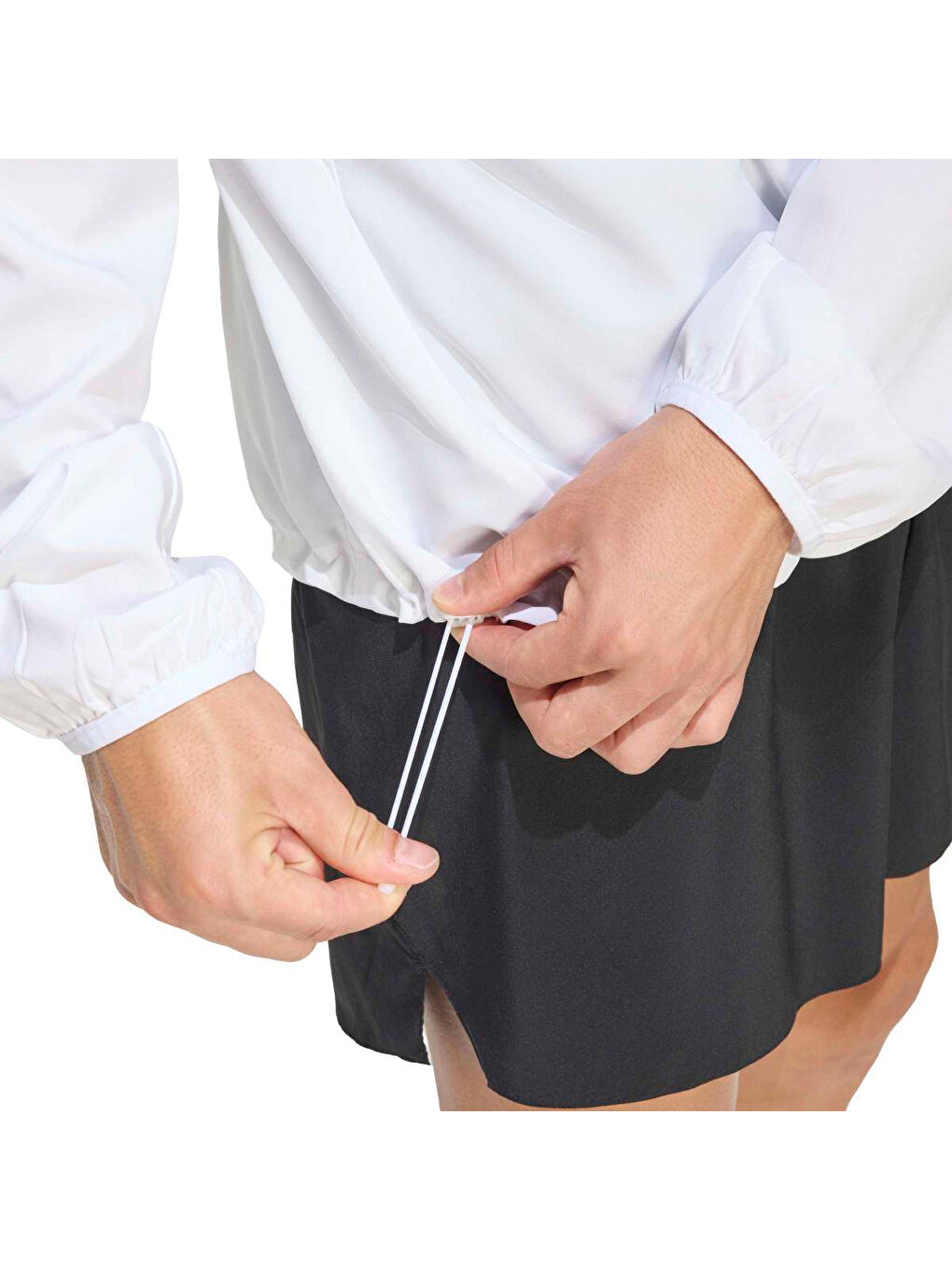 Running Essentials Erkek Beyaz Kapüşonlu Fermuarlı Sweatshirt-2