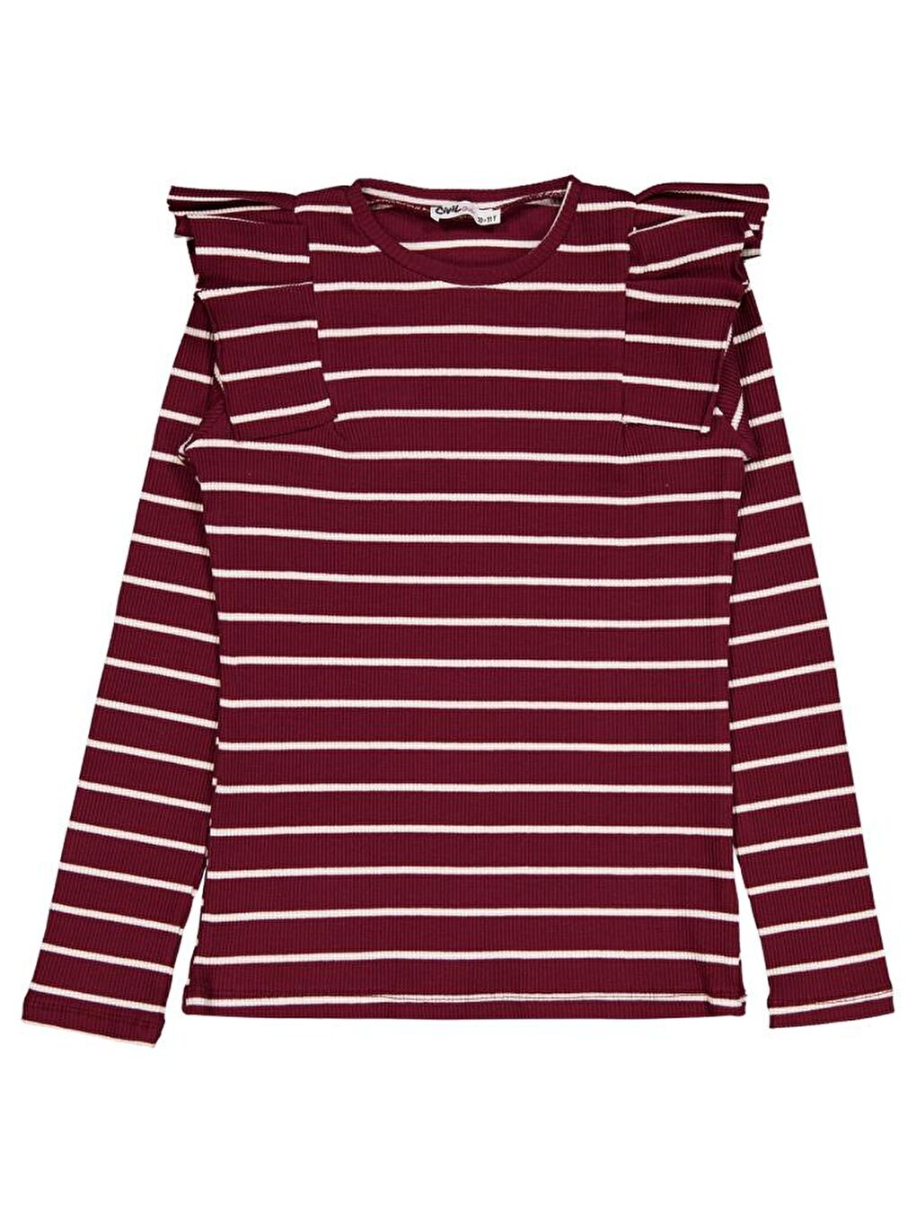 Girls İnce Çizgili 10-13 Yaş Sweatshirt - Bordo 11-12 Yaş