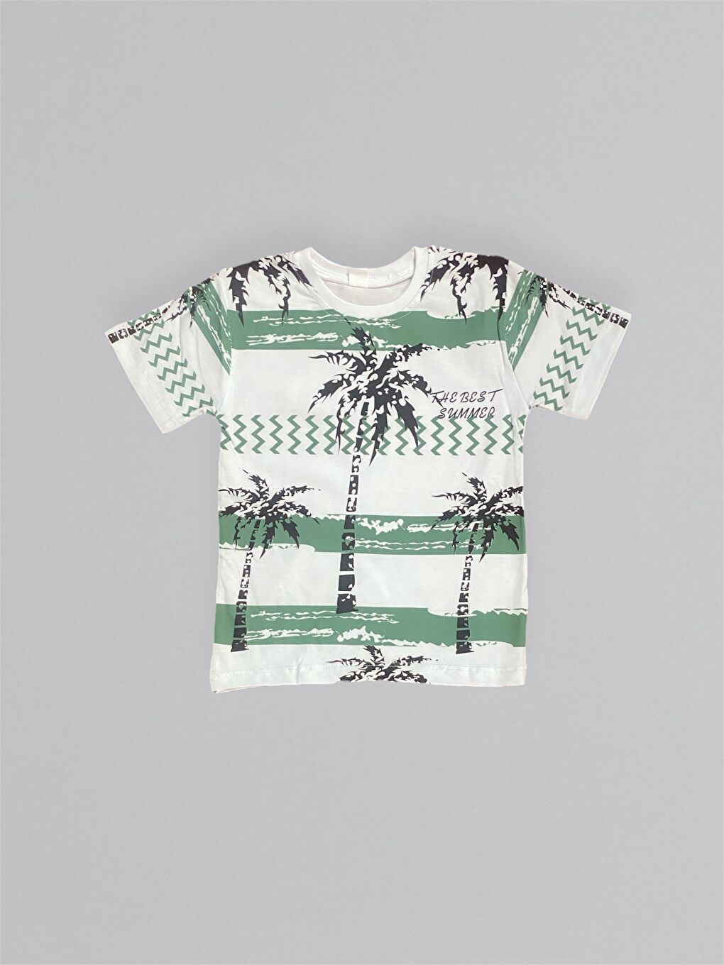 Yeşil Baskılı Erkek Çocuk Tişört Şortlu Takım M00715-5