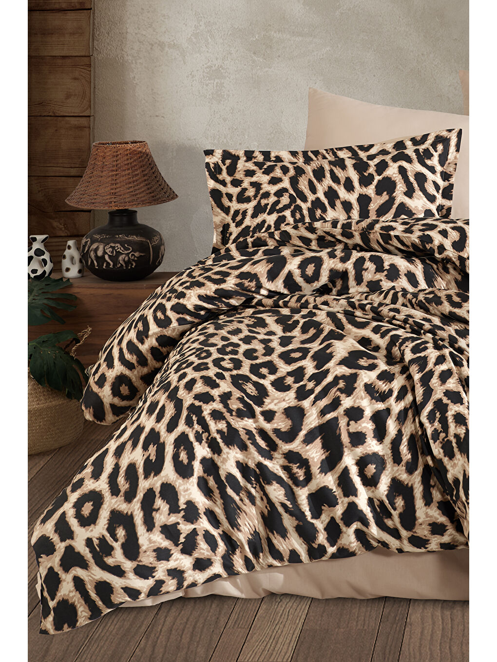 Kahverengi Ranforce %100 Pamuk Çift Kişilik Nevresim Seti Leo-2