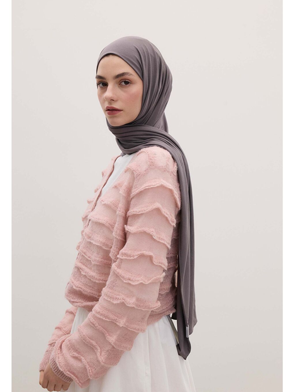 Lila Bambu Penye Şal Lavanta-3