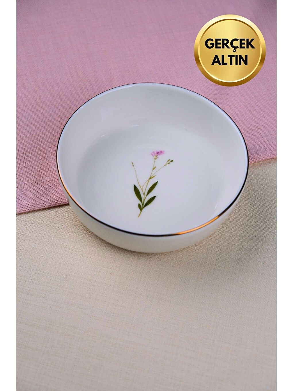 Karışık Porselen Natura Çuha Altın Yaldızlı Kase 17x5x4,50cm 730cc Tekli-1