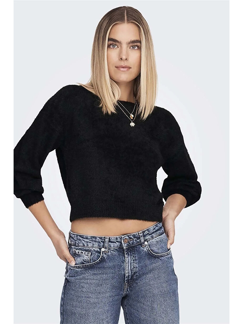 Siyah Onlpiumo Regular Fit Jakarlı Kazak 15235973