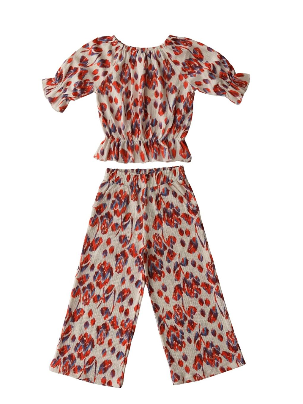 Kız Çocuk Çiçekli Turuncu Alt Üst Takım-2