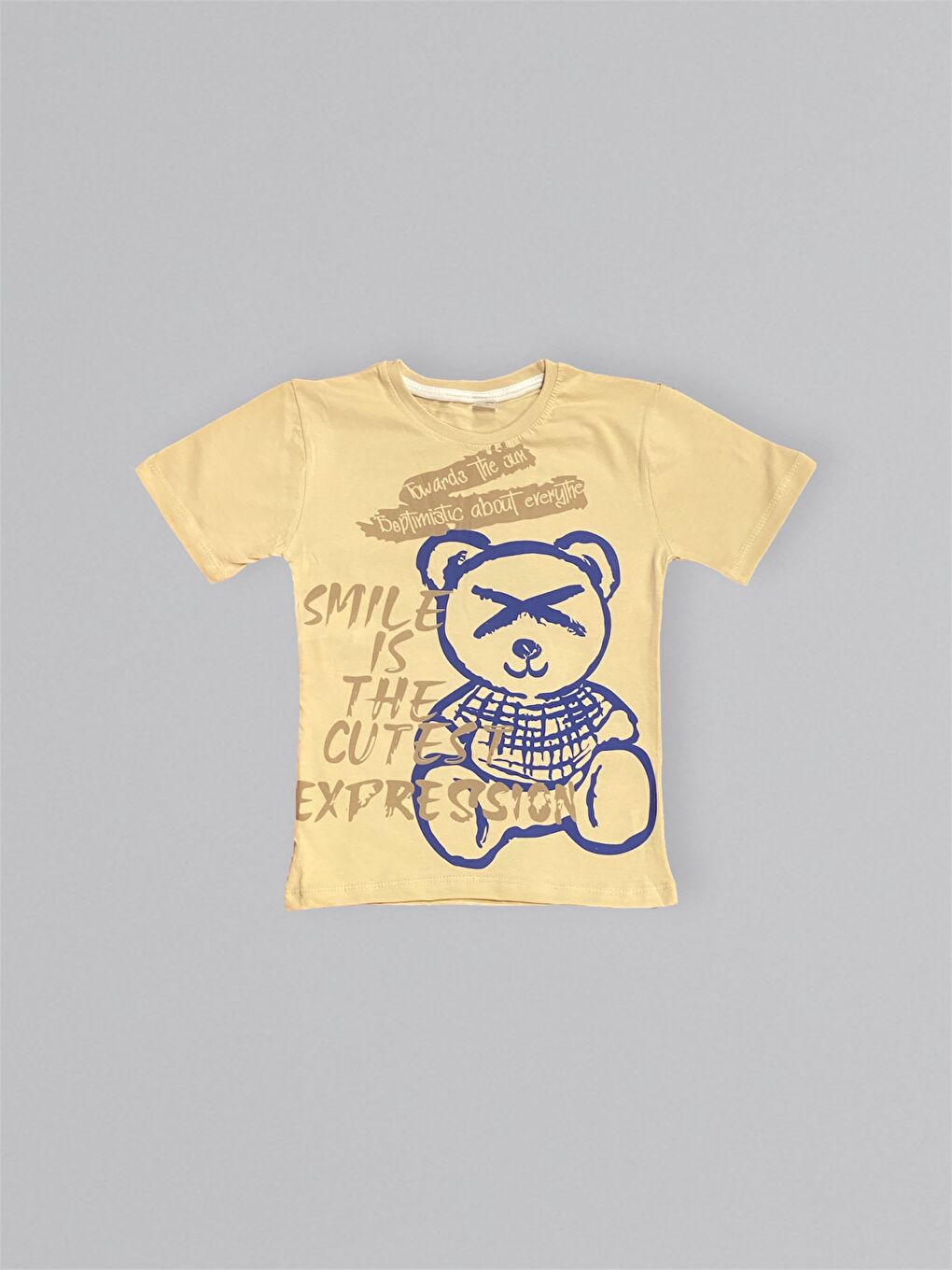 Bej Baskılı Erkek Çocuk Tişört Şortlu Takım M00715-5