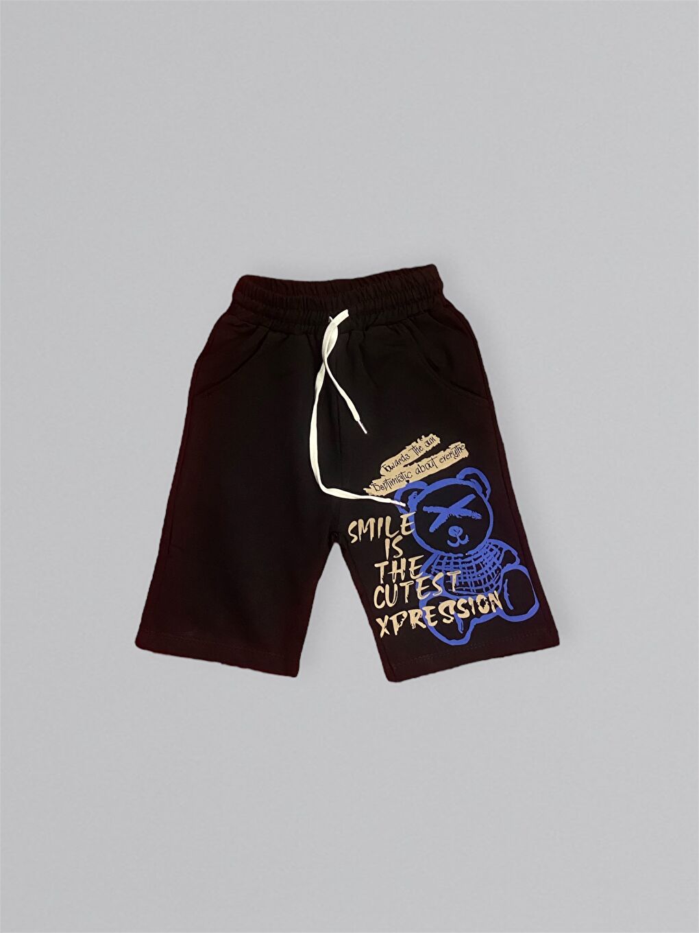 Bej Baskılı Erkek Çocuk Tişört Şortlu Takım M00715-6