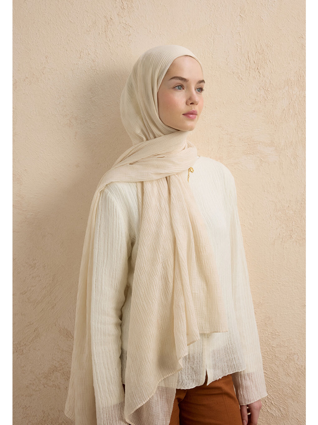 Modal Damalı Şal Bej-1