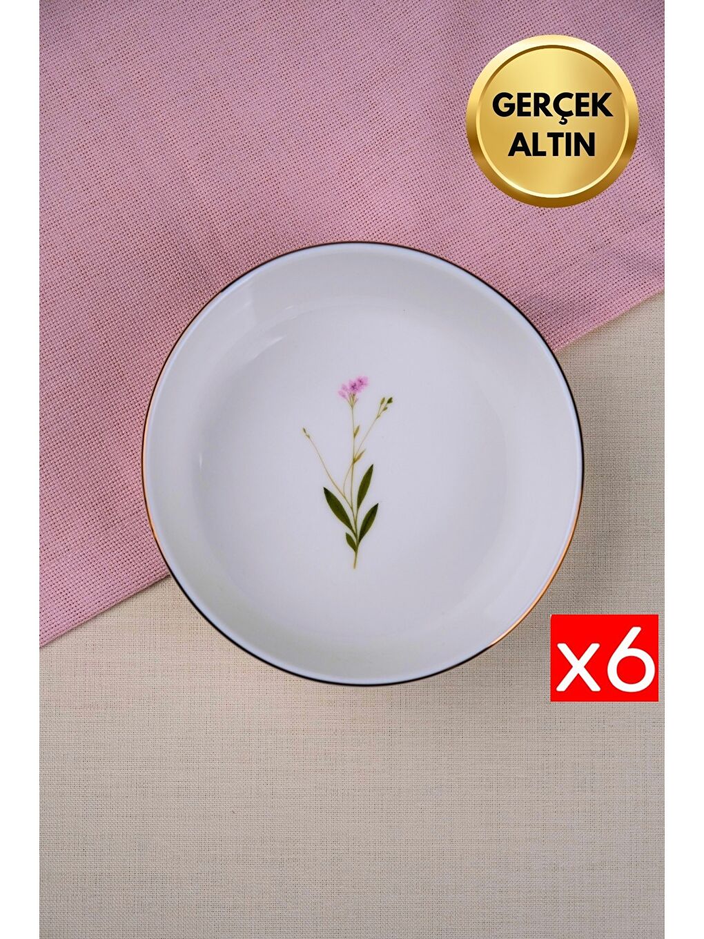 Karışık Porselen Natura Çuha Altın Yaldızlı Kase 17x5x4,50cm 730cc 6 lı