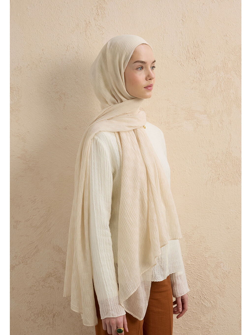 Modal Damalı Şal Bej-3