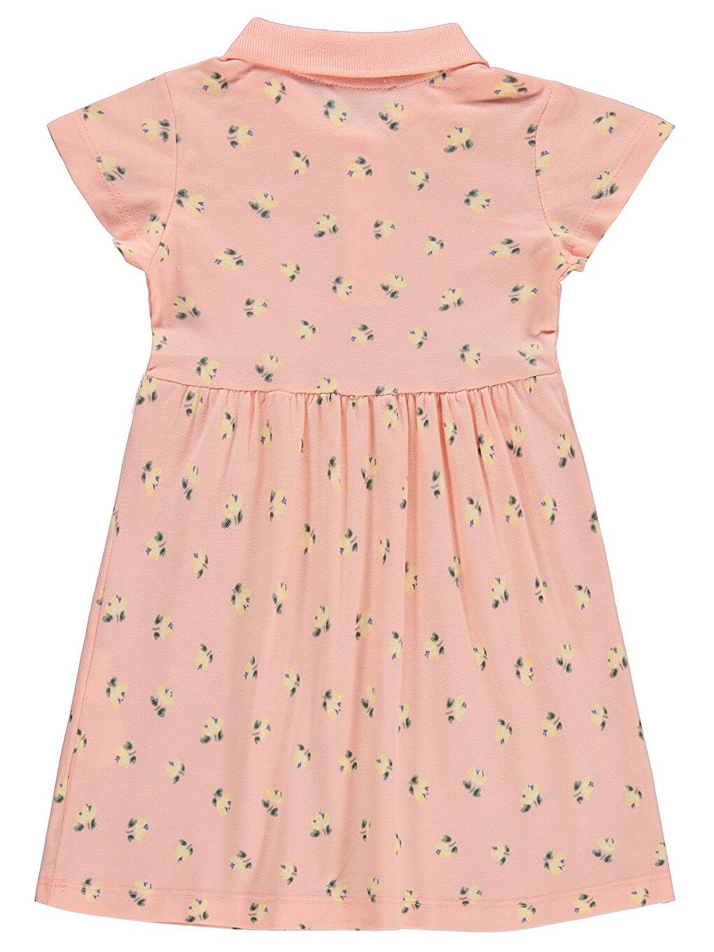 Pembe Girls Yaprak Çiçek Desenli 6-9 Yaş Elbise - Pudra-1