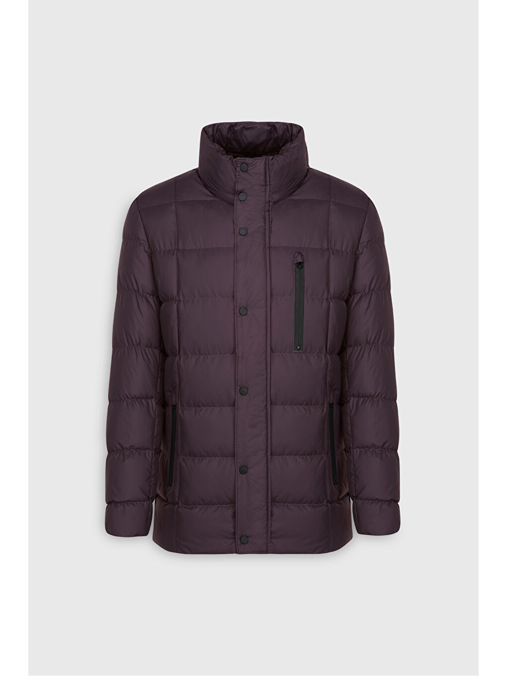 Erkek Bordo Standart Fit Normal Kesim Dik Yaka Yan Cepli Mont-6