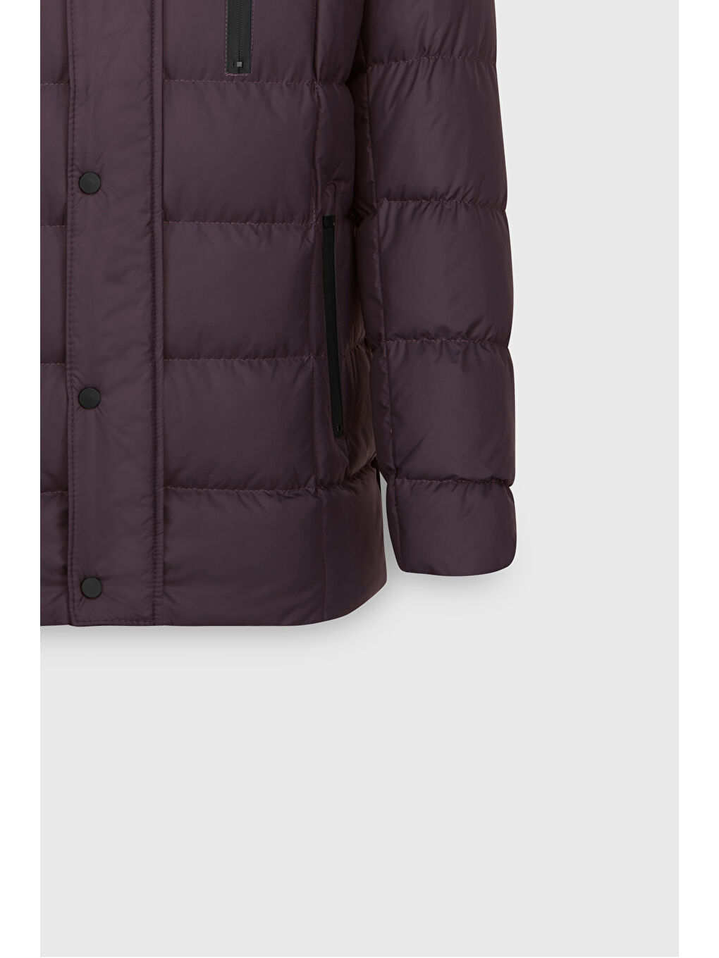 Erkek Bordo Standart Fit Normal Kesim Dik Yaka Yan Cepli Mont-8