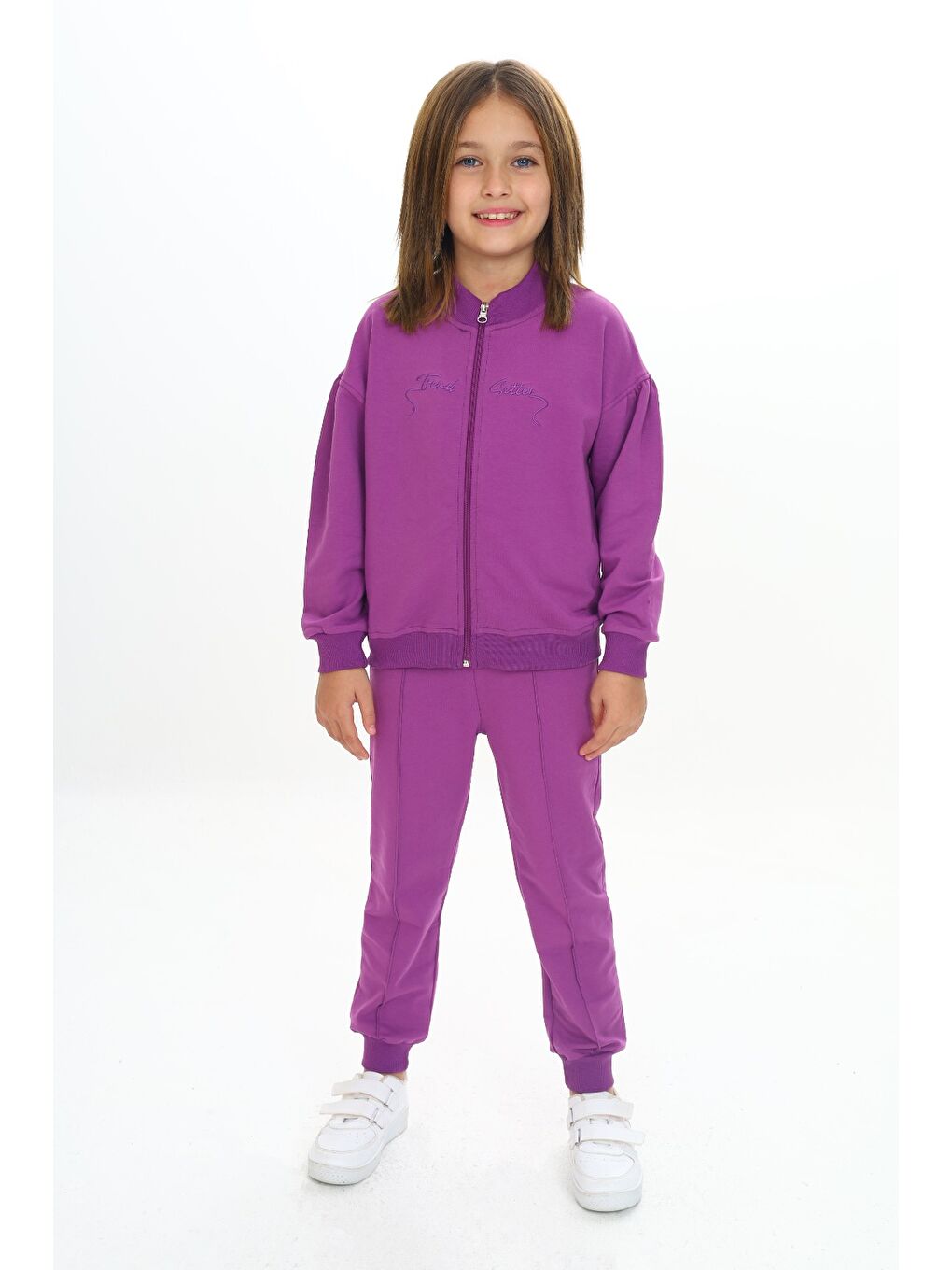 Mor Kız Çocuk Nakışlı Eşofman Takım