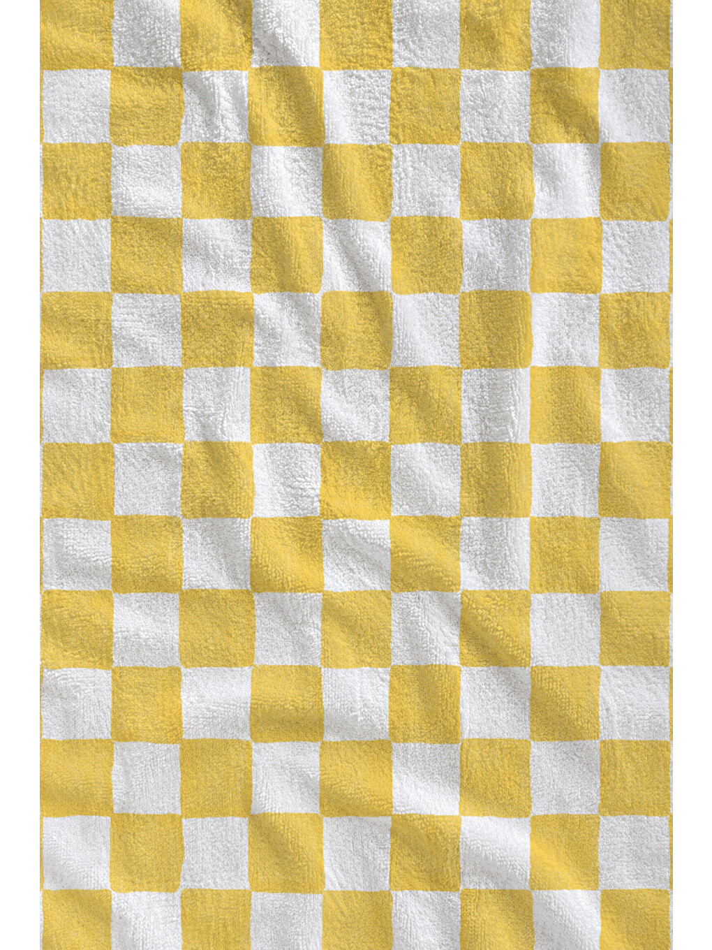 Sarı Beyaz Dama Desenli 70x150 Cm Dijital Baskılı Plaj Ve Banyo Havlusu-1