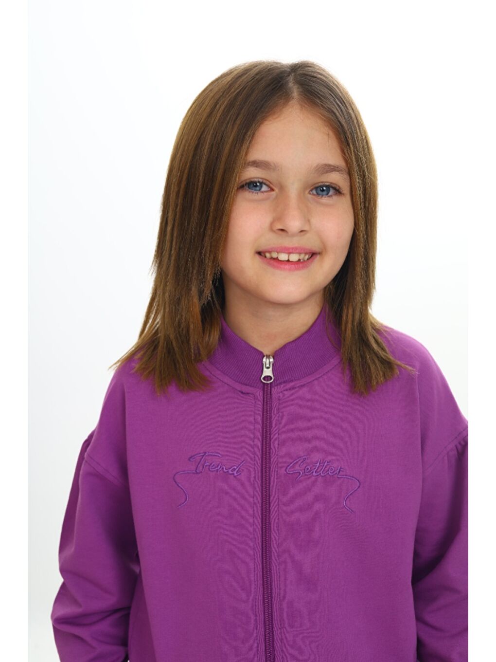 Mor Kız Çocuk Nakışlı Eşofman Takım-4